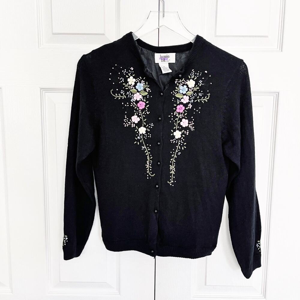 Vintage Bonnie and Bill by Holly Floral Embroidered Cardigan